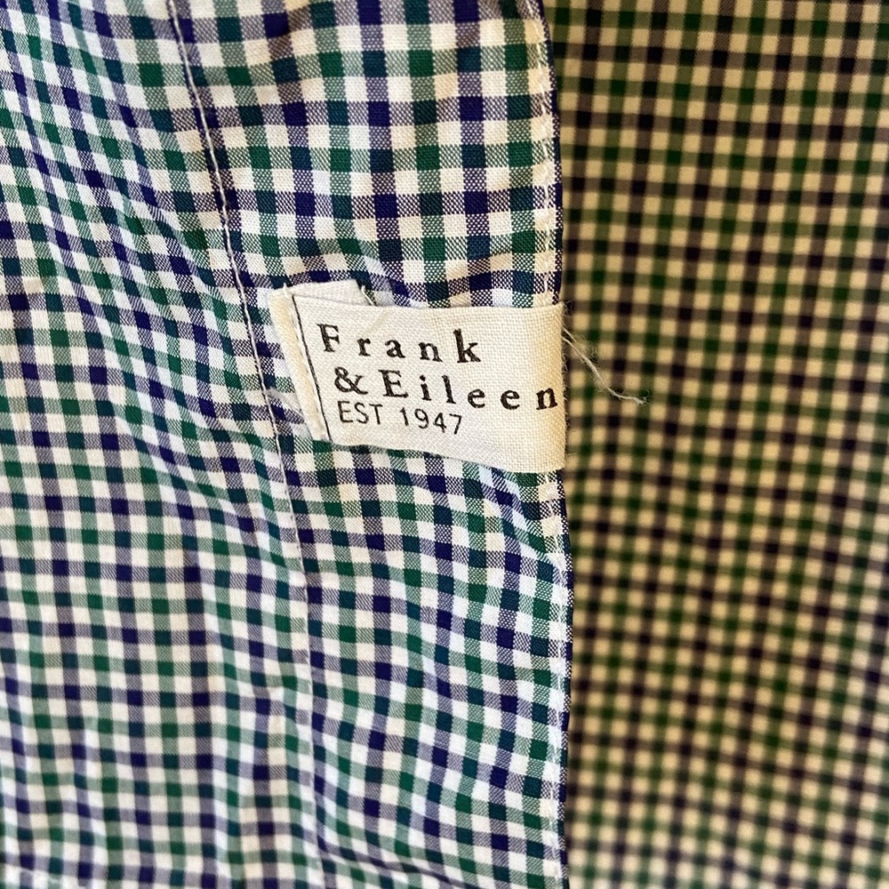 Frank & Eileen Barry Green and Blue Gingham Button Up Shirt Sz Medium - Picture 9 of 13